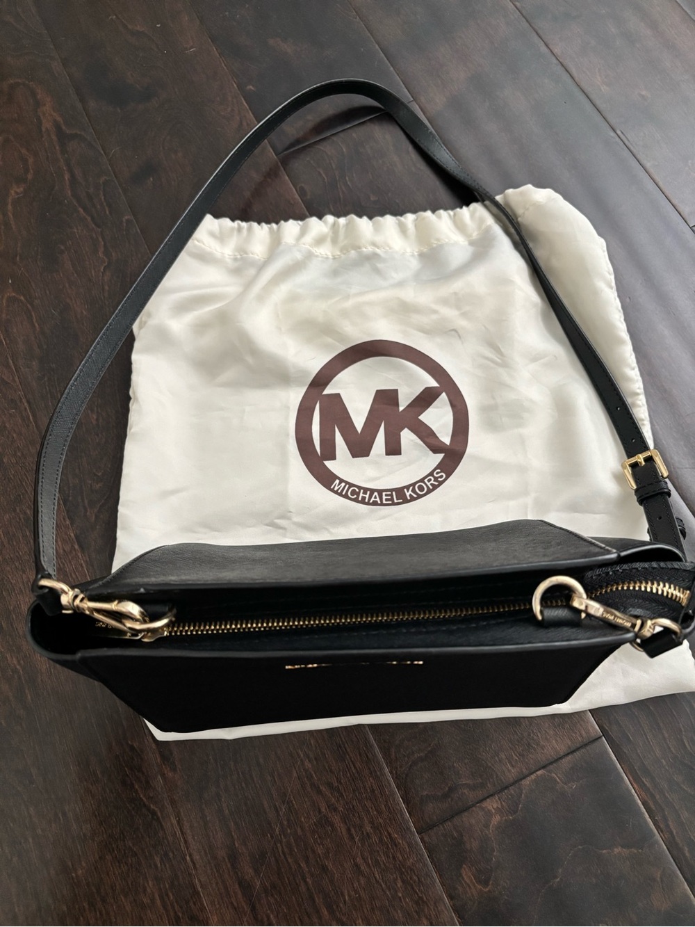 Michael Kors Black Saffiano Crossbody with Gold Hardware - Picture 10 of 16
